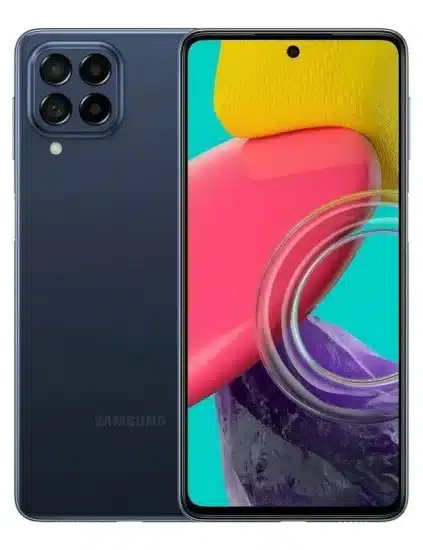 Samsung Galaxy M53 5G visto de frente e de costas